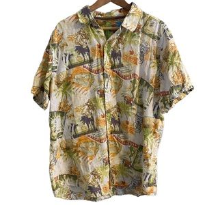 Margaritaville BBQ Shirt Tropical Hawaiian Size XL Short Sleeve Button Linen